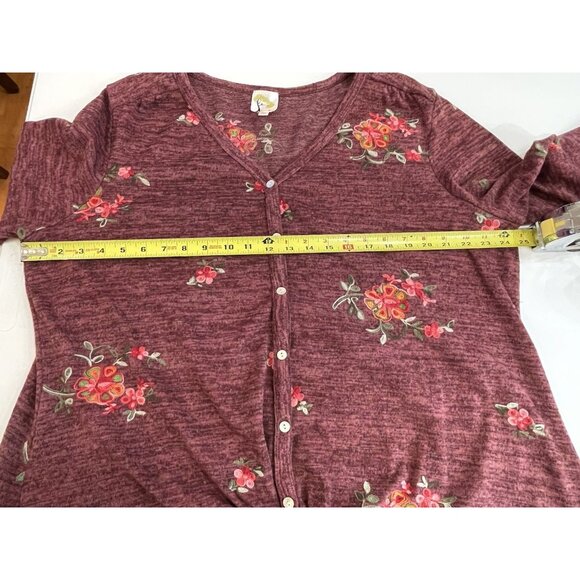 Fig and Flower‎ Top Womens 3X Floral Embroidered Peasant Boho Tie Front Cardigan - Picture 6 of 8